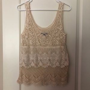 American Eagle crocheted ivory tank top